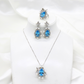 set plata 9.25 piedra aquamarina perlas