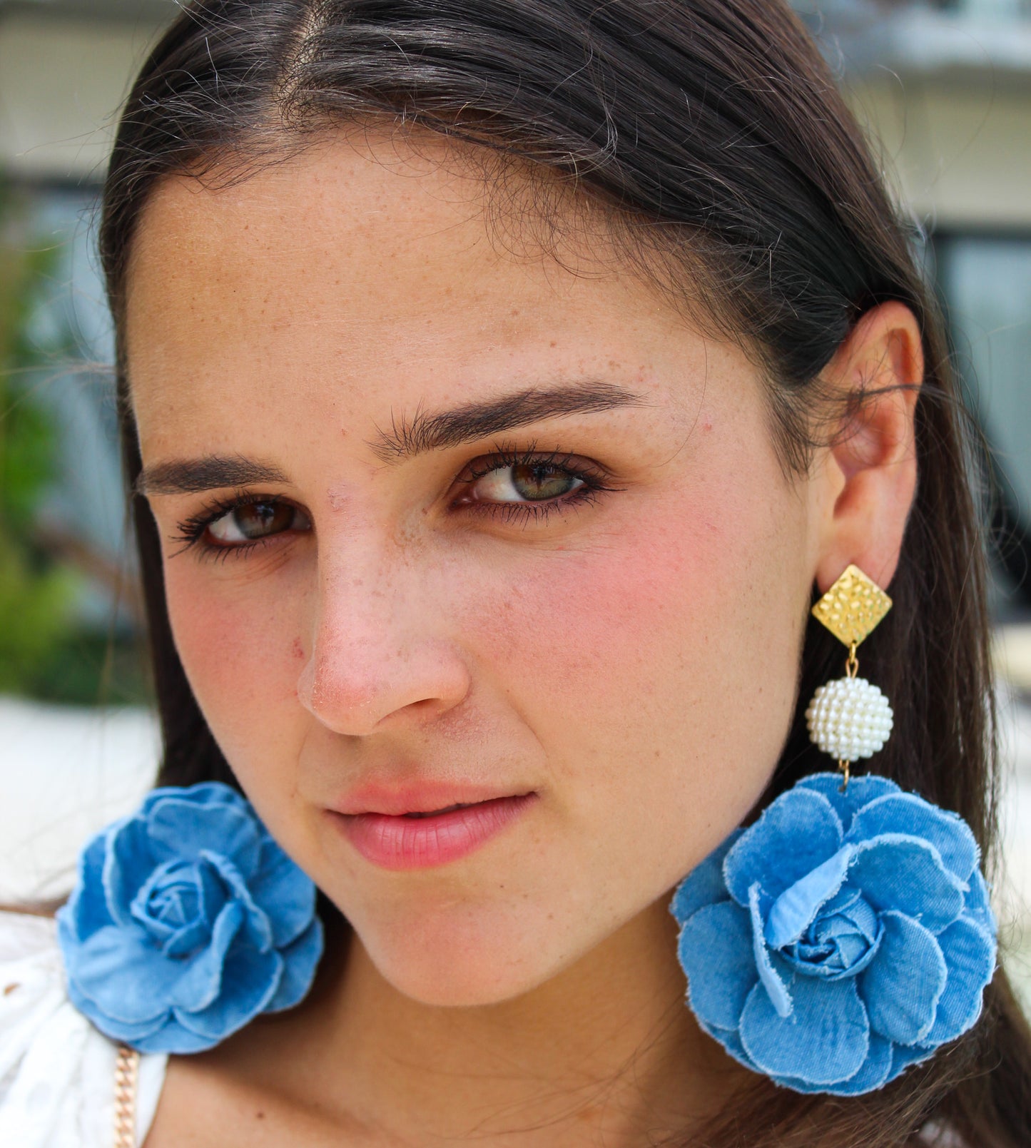 Aretes Ms flor azul