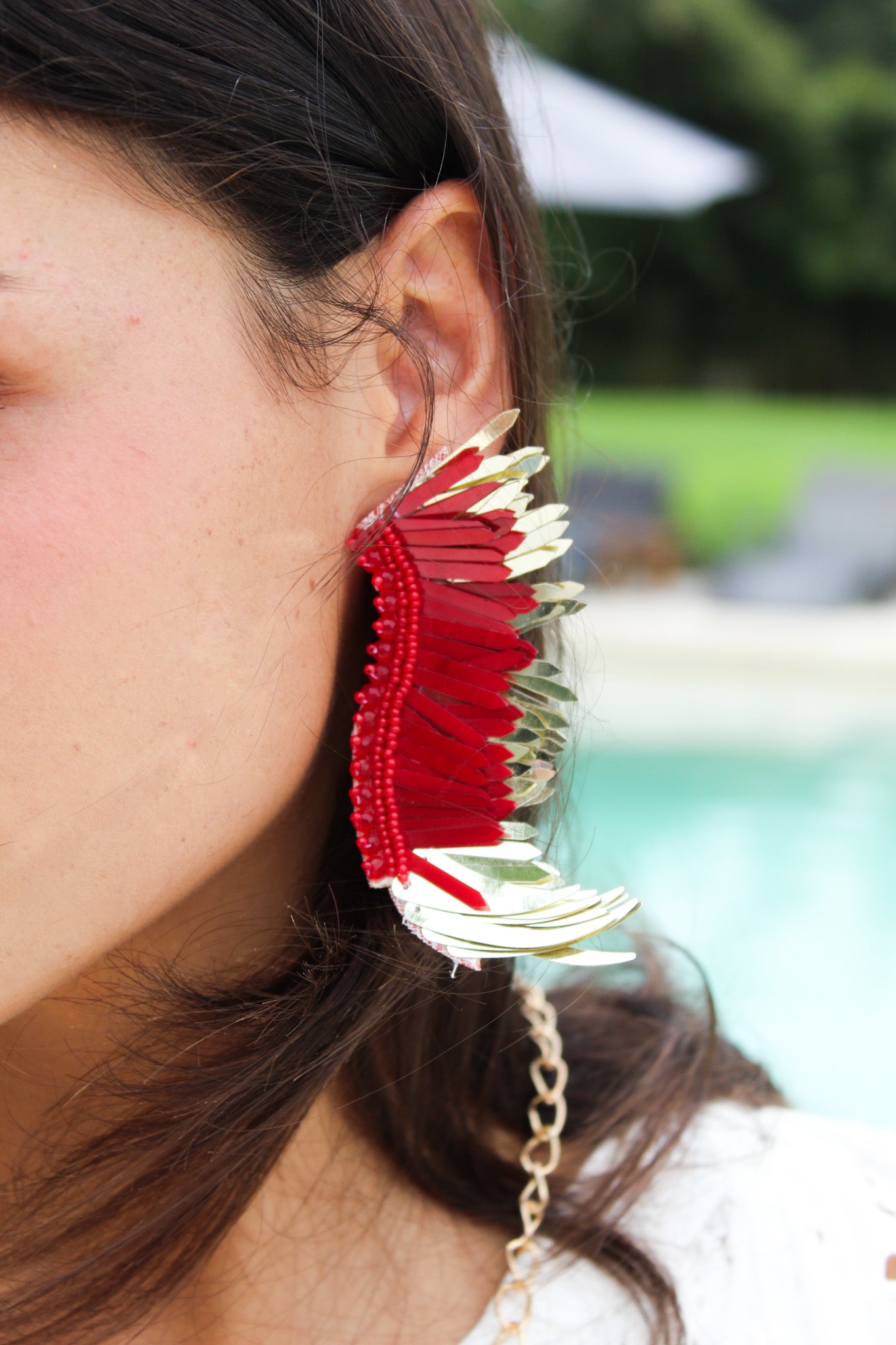 Aretes alas rojas con doradas